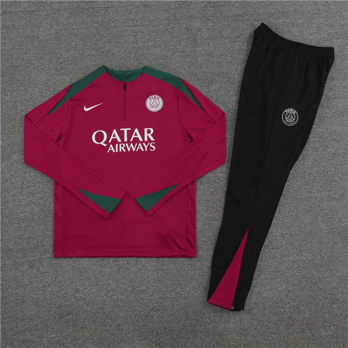 PSG tracksuit 24/25 red with green Quater Zip Training Kit