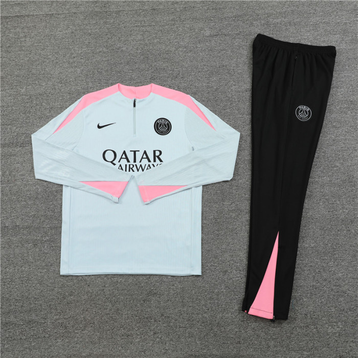 PSG tracksuit 24/25 light gray with pink Quater Zip Training Kit