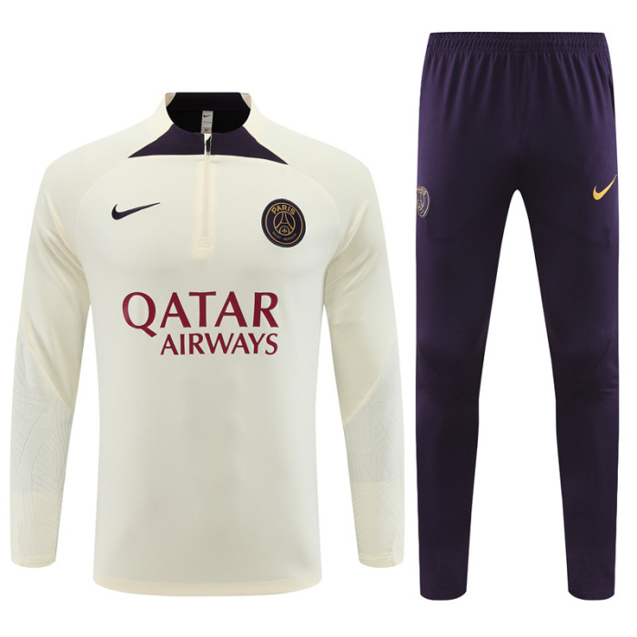 PSG tracksuit 23/24 beige with purple Quater Zip Training Kit