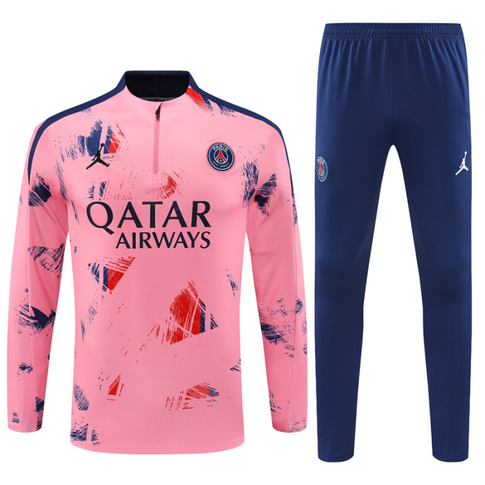 PSG tracksuit 24/25 pink with navy blue Quater Zip Training Kit