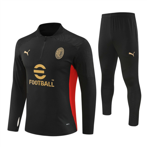 AC Milan tracksuit 24/25 black with red Quater Zip Training Kit