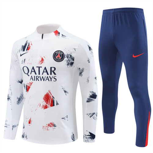 PSG tracksuit 24/25 white with red and blue Quater Zip Training Kit