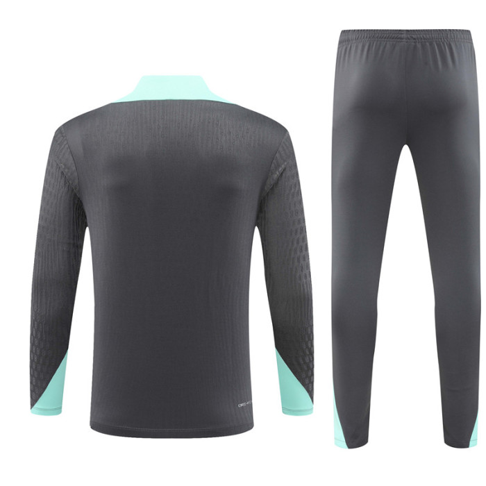 PSG tracksuit 24/25 dark gray with light green Quater Zip Training Kit