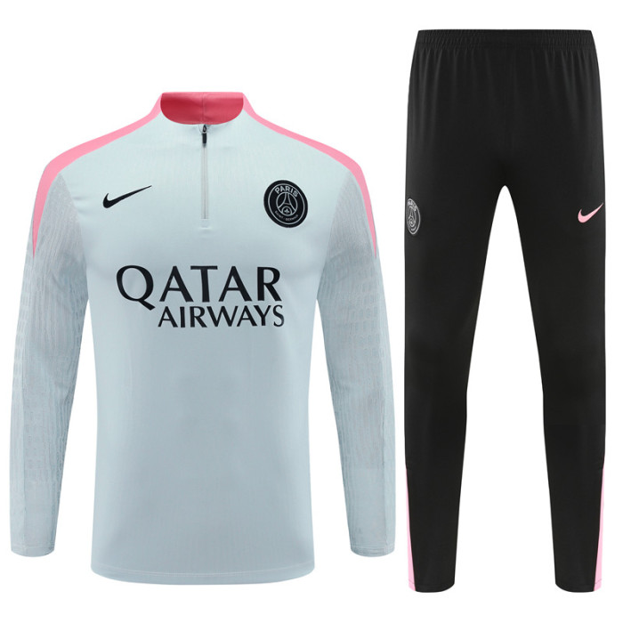 PSG tracksuit 24/25 light gray with pink Quater Zip Training Kit