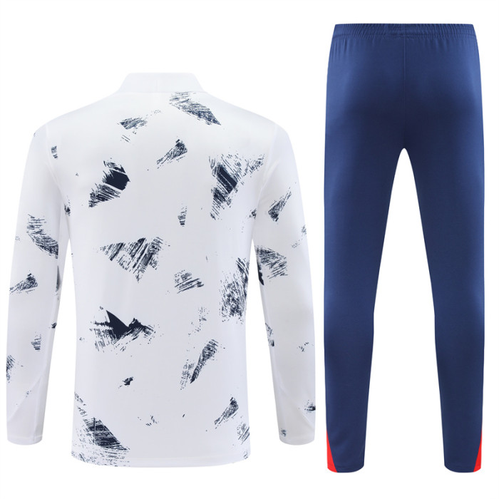 PSG tracksuit 24/25 white with red and blue Quater Zip Training Kit