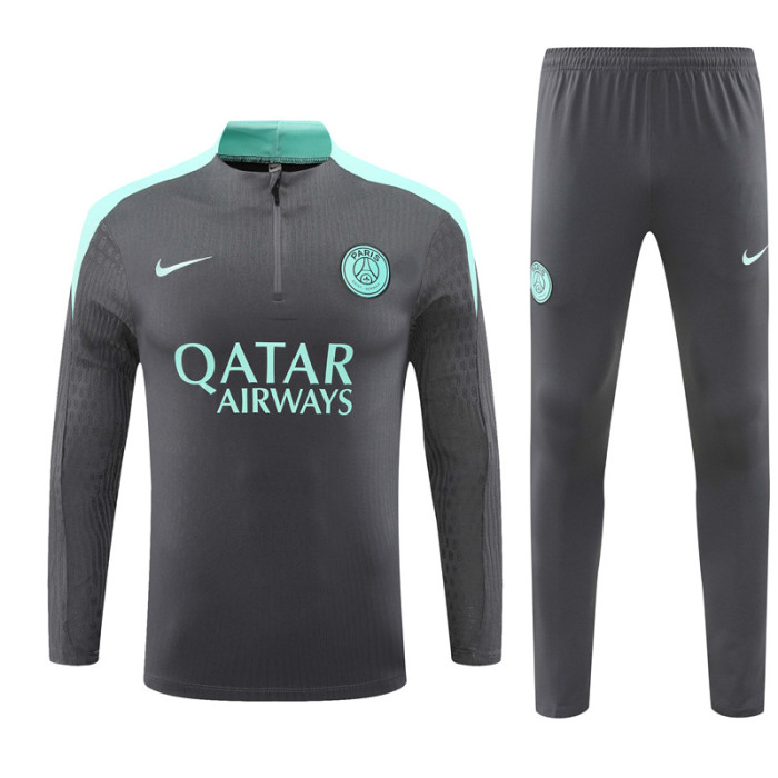 PSG tracksuit 24/25 dark gray with light green Quater Zip Training Kit