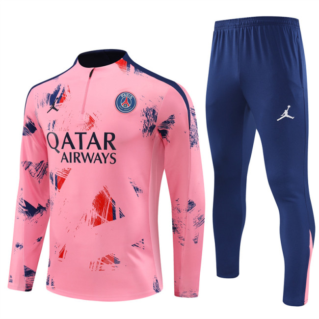 PSG tracksuit 24/25 pink with navy blue Quater Zip Training Kit