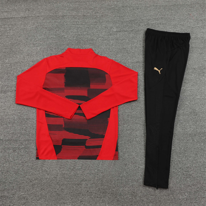 AC Milan tracksuit 24/25 red with black Quater Zip Training Kit