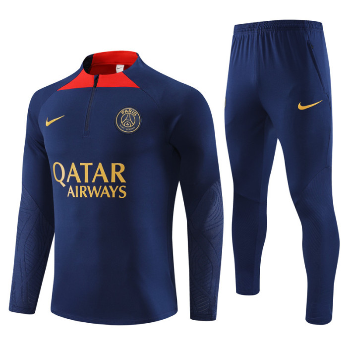 PSG tracksuit 23/24 navy blue with red Quater Zip Training Kit
