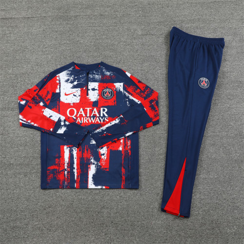 PSG tracksuit 24/25 camouflage navy blue with red Quater Zip Training Kit