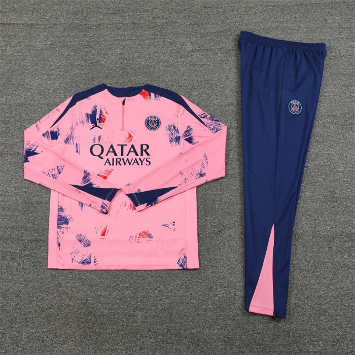 PSG tracksuit 24/25 pink with navy blue Quater Zip Training Kit