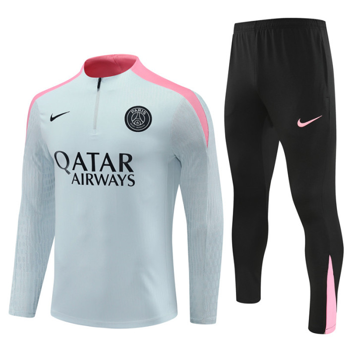 PSG tracksuit 24/25 light gray with pink Quater Zip Training Kit