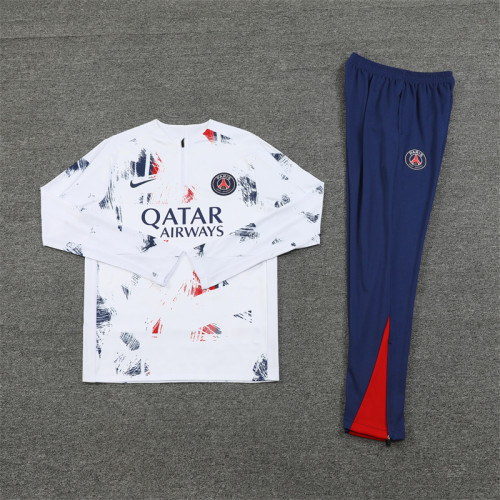 PSG tracksuit 24/25 white with red and blue Quater Zip Training Kit