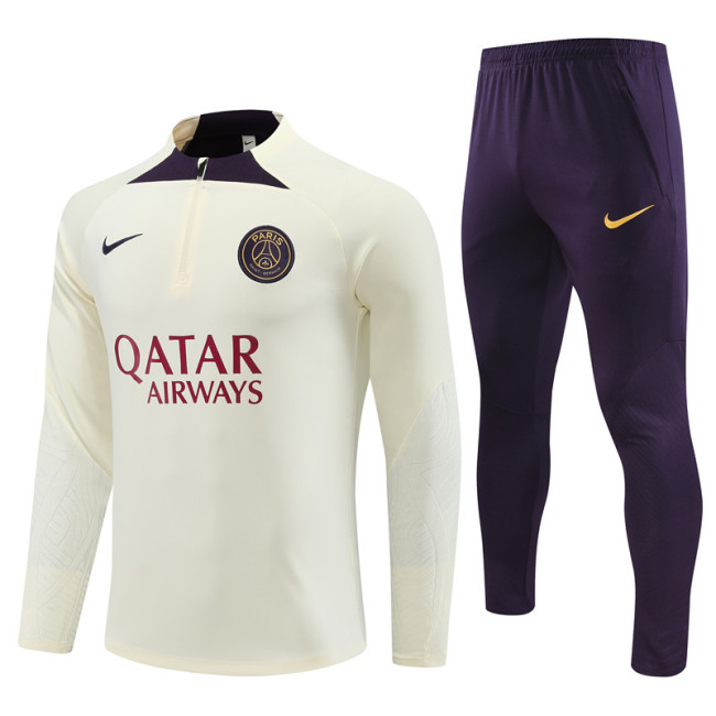 PSG tracksuit 23/24 beige with purple Quater Zip Training Kit