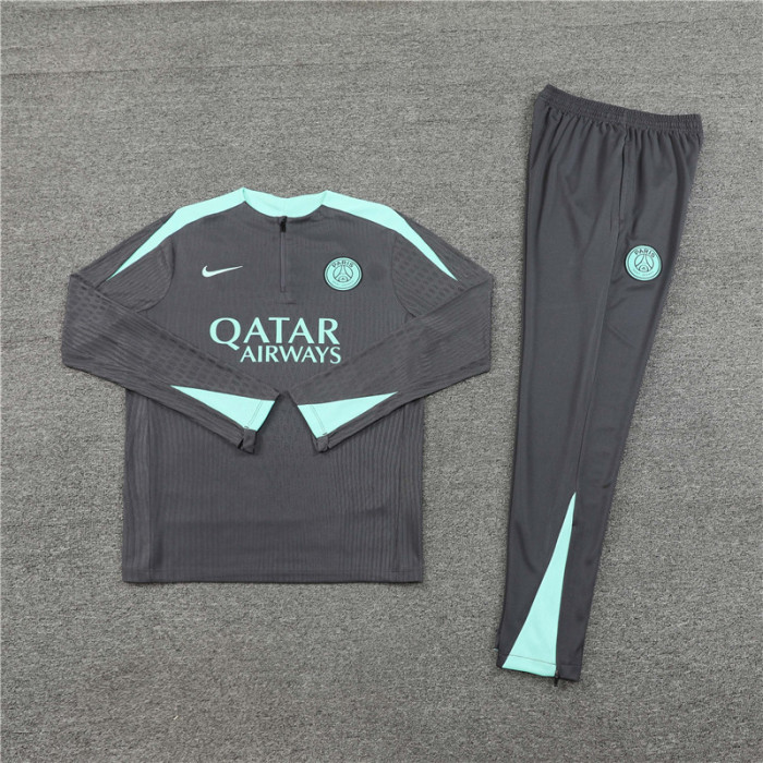 PSG tracksuit 24/25 dark gray with light green Quater Zip Training Kit