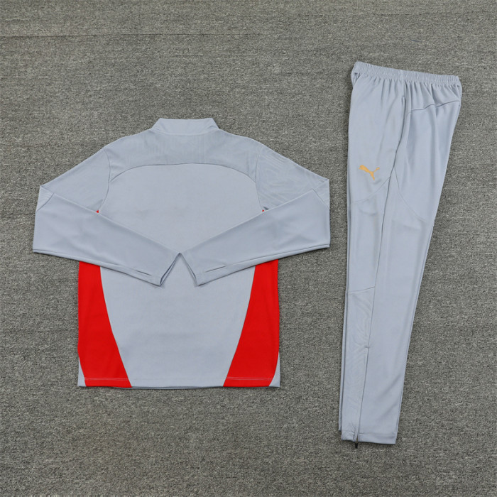 AC Milan tracksuit 24/25 gray with red Quater Zip Training Kit