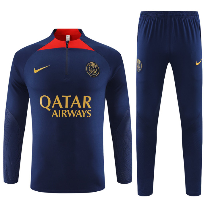 PSG tracksuit 23/24 navy blue with red Quater Zip Training Kit