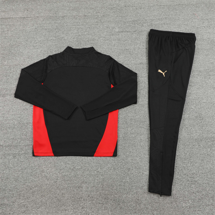AC Milan tracksuit 24/25 black with red Quater Zip Training Kit
