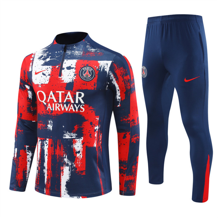 PSG tracksuit 24/25 camouflage navy blue with red Quater Zip Training Kit