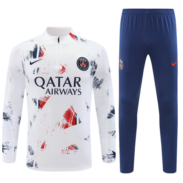 PSG tracksuit 24/25 white with red and blue Quater Zip Training Kit