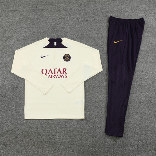 PSG tracksuit 23/24 beige with purple Quater Zip Training Kit