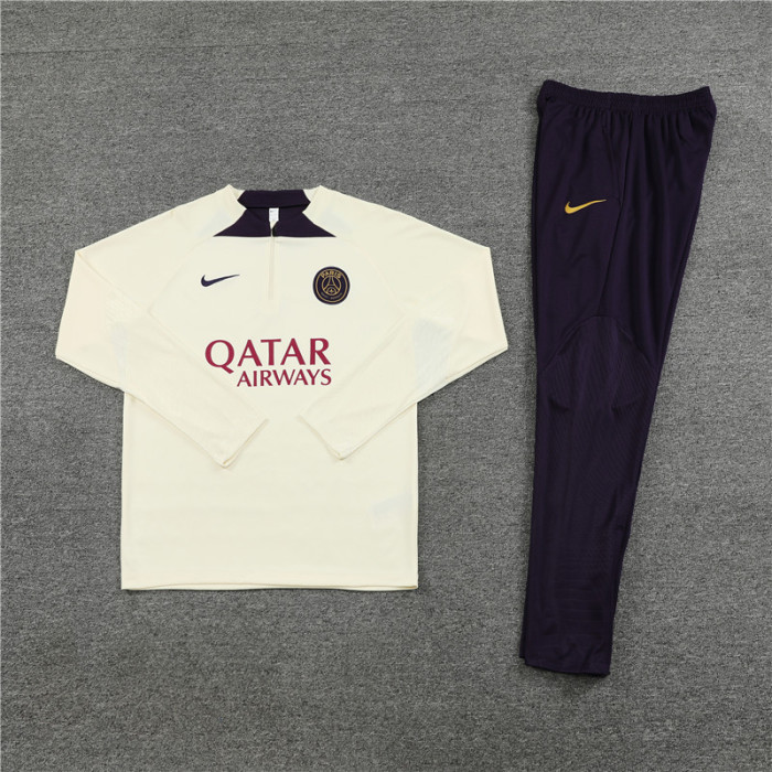 PSG tracksuit 23/24 beige with purple Quater Zip Training Kit