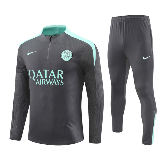 PSG tracksuit 24/25 dark gray with light green Quater Zip Training Kit