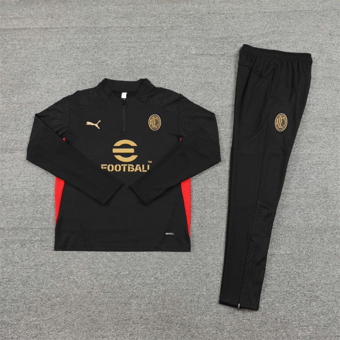 AC Milan tracksuit 24/25 black with red Quater Zip Training Kit