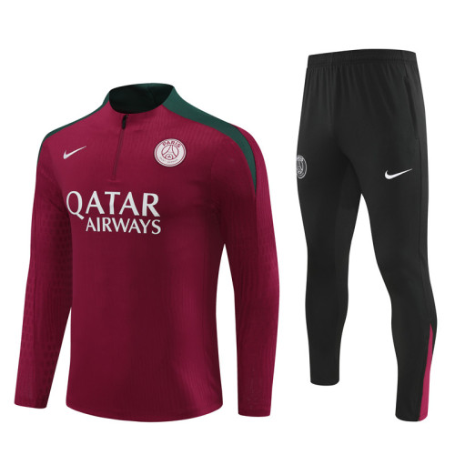 PSG tracksuit 24/25 red with green Quater Zip Training Kit