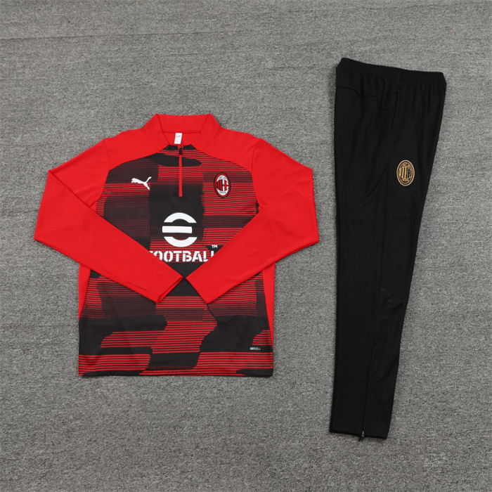 AC Milan tracksuit 24/25 red with black Quater Zip Training Kit