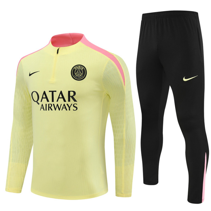 PSG tracksuit 24/25 light yellow with pink Quater Zip Training Kit