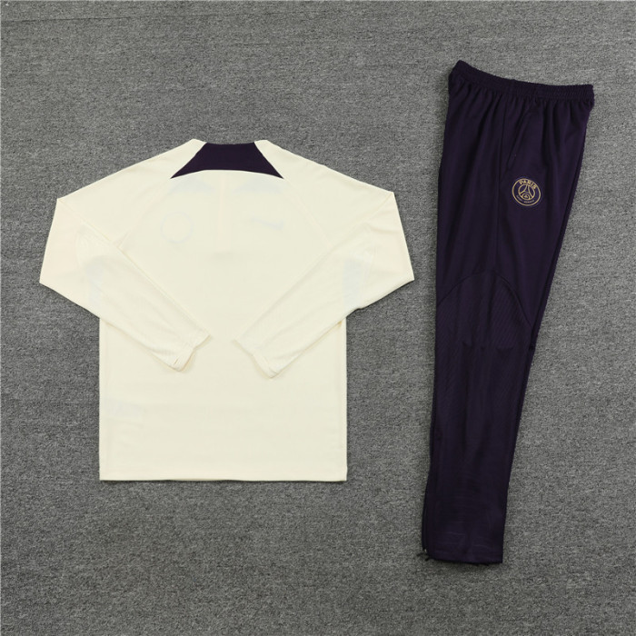 PSG tracksuit 23/24 beige with purple Quater Zip Training Kit