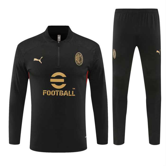 AC Milan tracksuit 24/25 black with red Quater Zip Training Kit