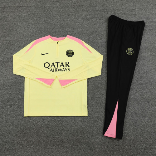 PSG tracksuit 24/25 light yellow with pink Quater Zip Training Kit