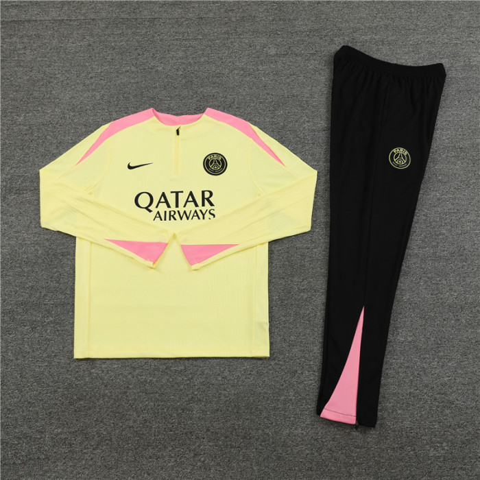 PSG tracksuit 24/25 light yellow with pink Quater Zip Training Kit