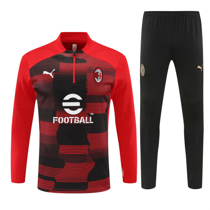 AC Milan tracksuit 24/25 red with black Quater Zip Training Kit