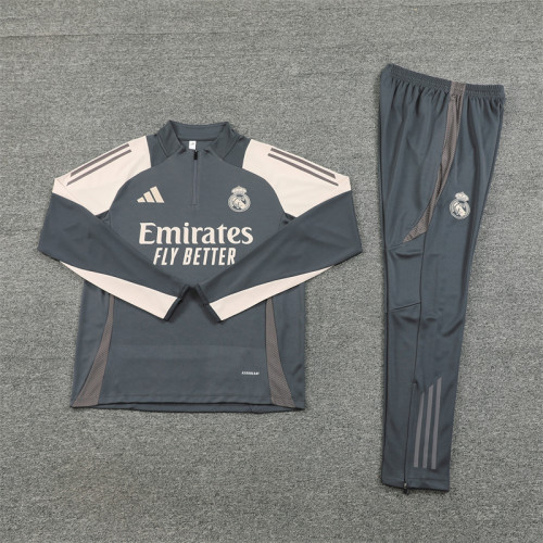 Real Madrid tracksuit 24/25 dark gray with beige Quater Zip Training Kit