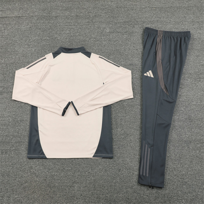 Real Madrid tracksuit 24/25 beige with gray Quater Zip Training Kit