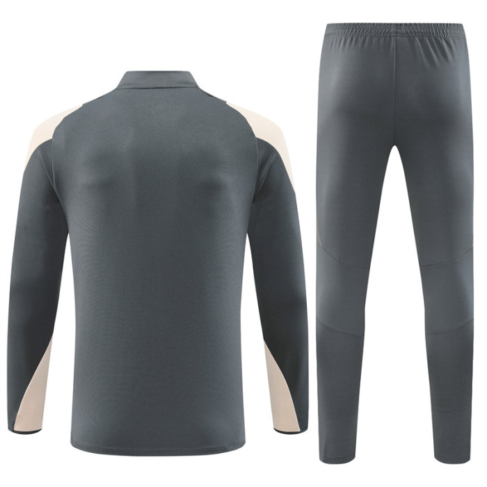 Real Madrid tracksuit 24/25 dark gray with beige Quater Zip Training Kit