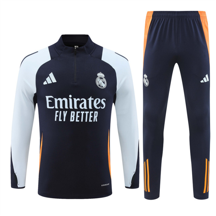 Real Madrid tracksuit 24/25 navy blue with light blue Quater Zip Training Kit