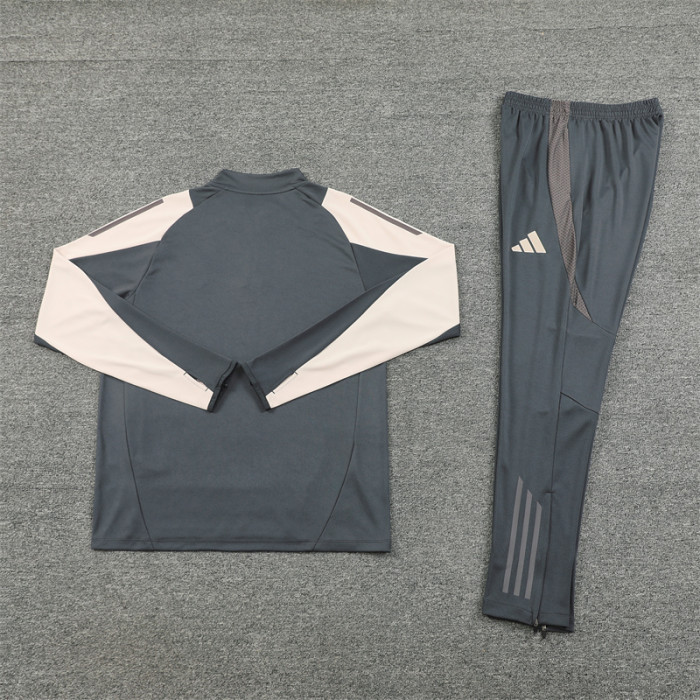 Real Madrid tracksuit 24/25 dark gray with beige Quater Zip Training Kit