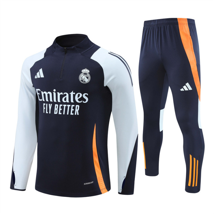 Real Madrid tracksuit 24/25 navy blue with light blue Quater Zip Training Kit