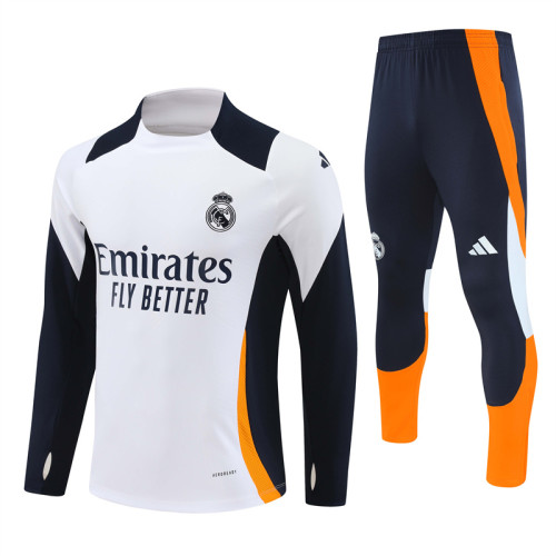 Real Madrid tracksuit 24/25 white with navy blue Quater Zip Training Kit
