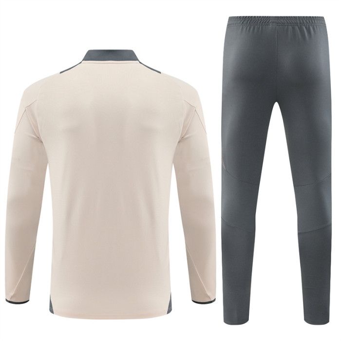 Real Madrid tracksuit 24/25 beige with gray Quater Zip Training Kit
