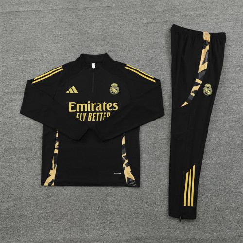 Real Madrid tracksuit 24/25 black with gold Quater Zip Training Kit