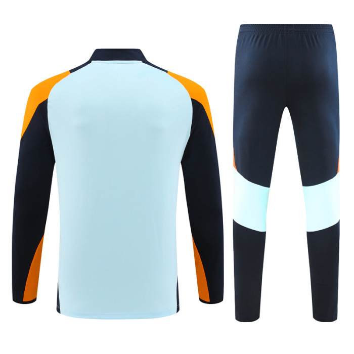 Real Madrid tracksuit 24/25 light blue with yellow Quater Zip Training Kit