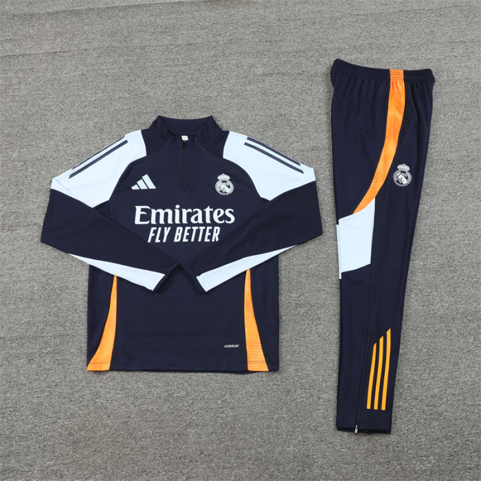 Real Madrid tracksuit 24/25 navy blue with light blue Quater Zip Training Kit