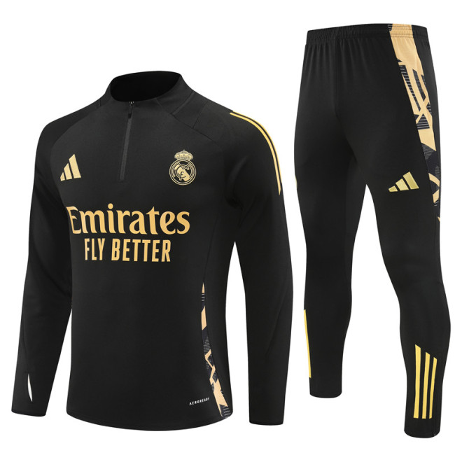 Real Madrid tracksuit 24/25 black with gold Quater Zip Training Kit