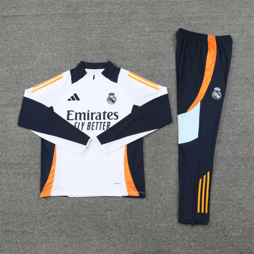 Real Madrid tracksuit 24/25 white with navy blue Quater Zip Training Kit