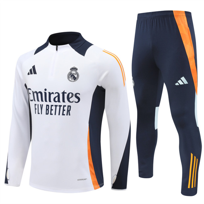 Real Madrid tracksuit 24/25 white with navy blue Quater Zip Training Kit